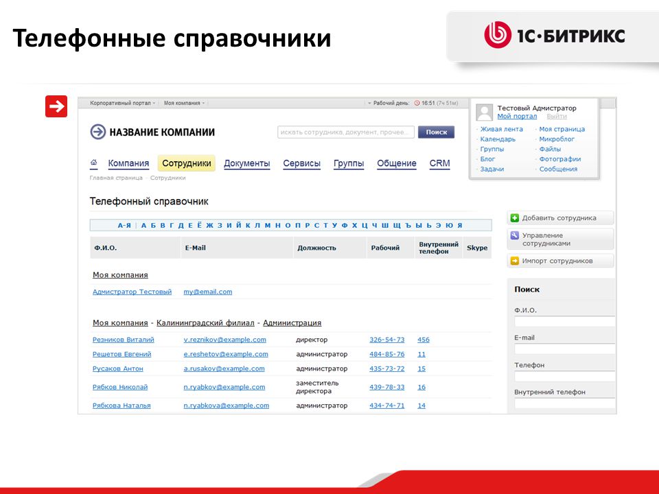 Телефонный справочник организации образец