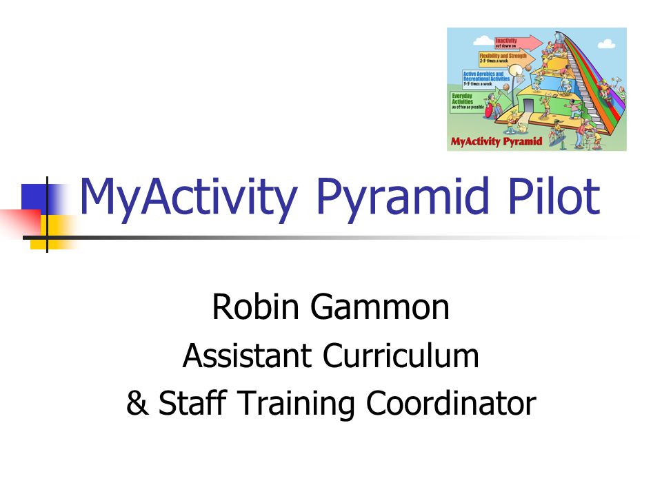 MyActivity Pyramid Pilot Robin Gammon Assistant Curriculum & Staff Training Coordinator