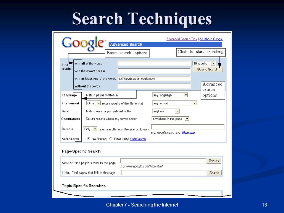 13Chapter 7 - Searching the Internet Search Techniques