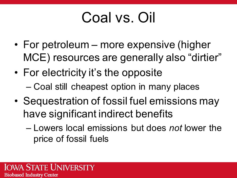 Biobased Industry Center Coal vs.