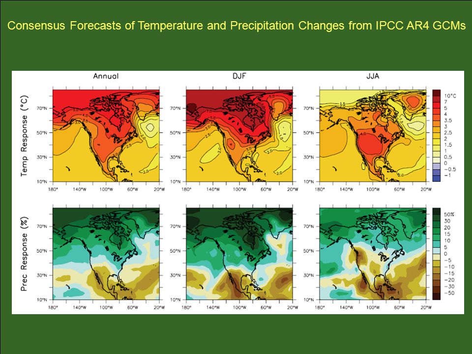Consensus Forecasts of Temperature and Precipitation Changes from IPCC AR4 GCMs