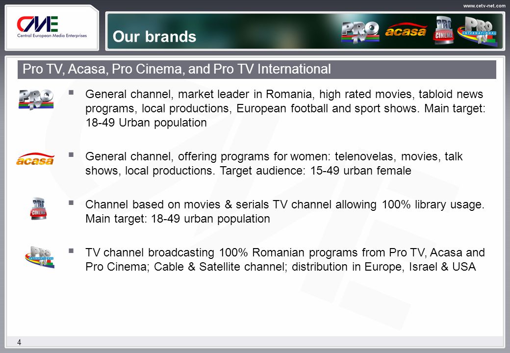 Romania Pro TV, Acasa, Pro Cinema & Pro TV International. - ppt download