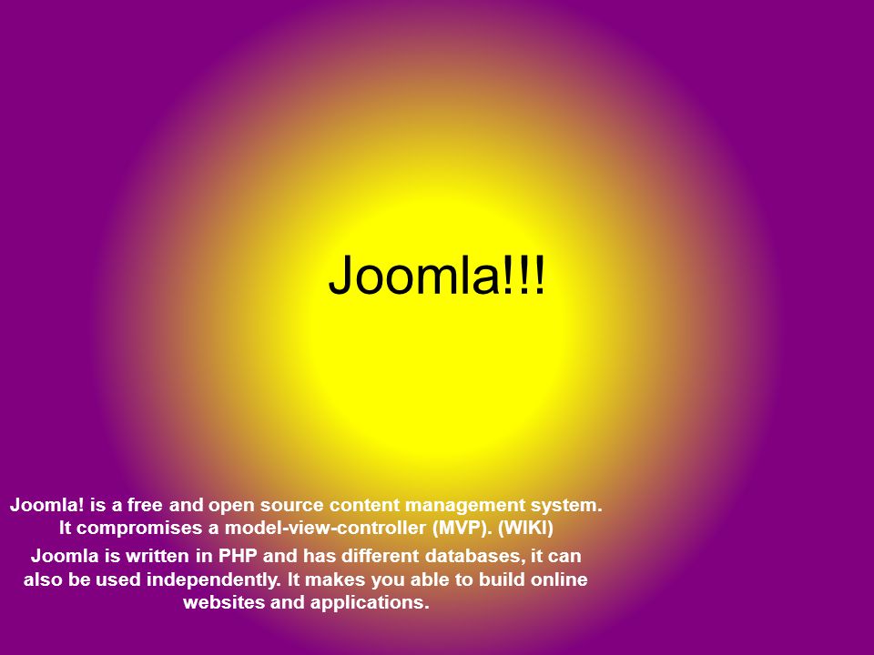 Joomla!!. Joomla. is a free and open source content management system.