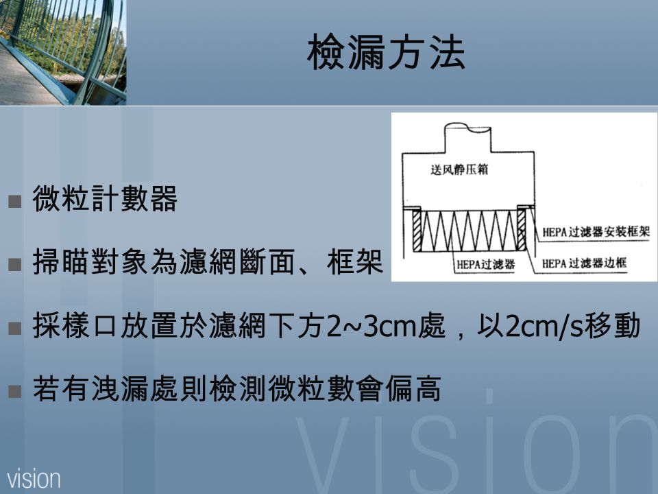 潔淨室高效過濾器現場檢漏方法的實驗研究 背景製程環境潔淨度hepa 性能及施工品質驗證單位 Ppt Download