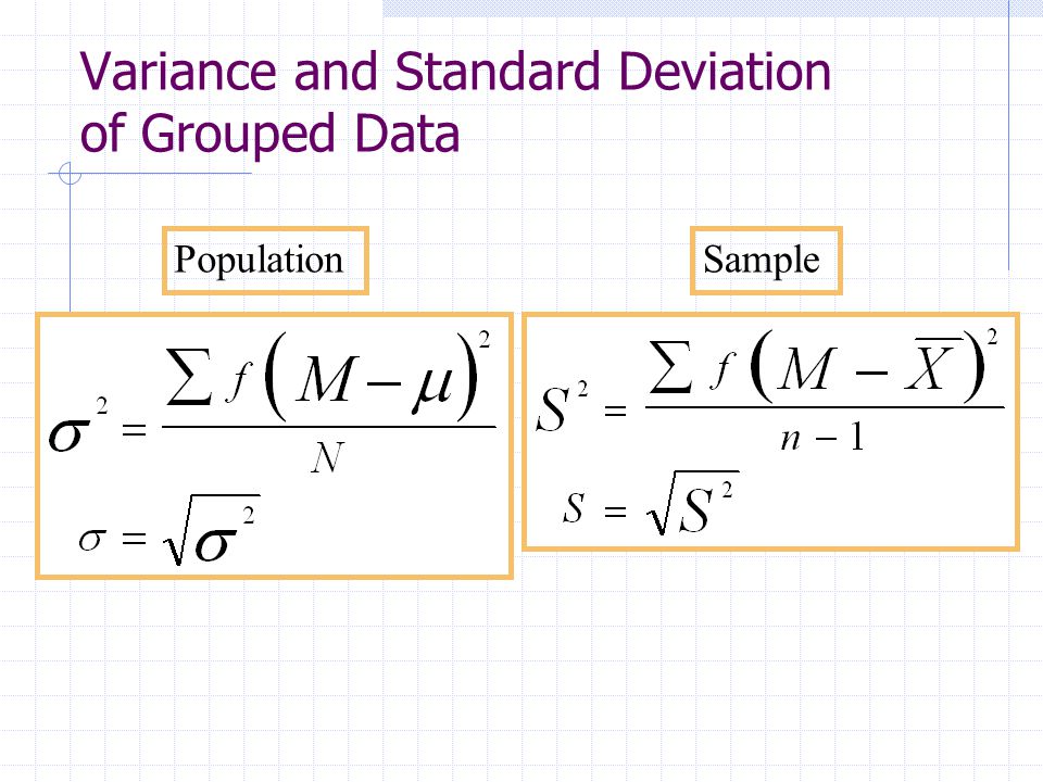Variance and Standard Deviation of Grouped Data PopulationSample
