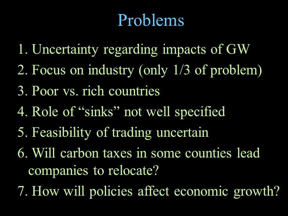 Problems 1. Uncertainty regarding impacts of GW 2.