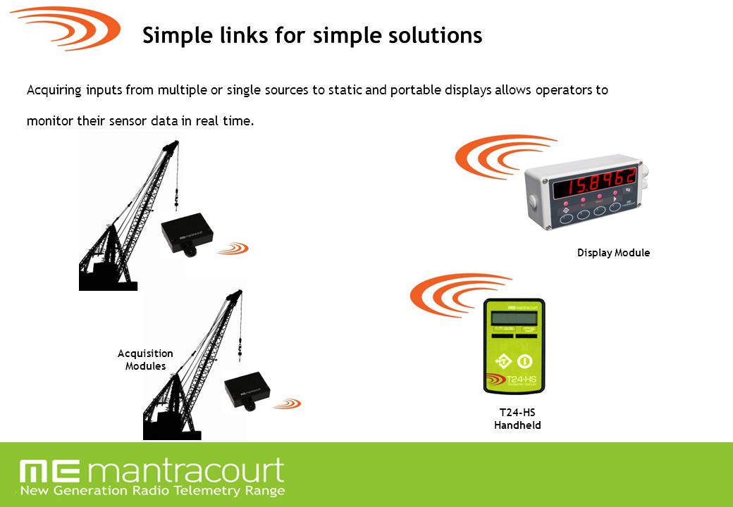 Simple links for simple solutions Acquiring inputs from multiple or single sources to static and portable displays allows operators to monitor their sensor data in real time.