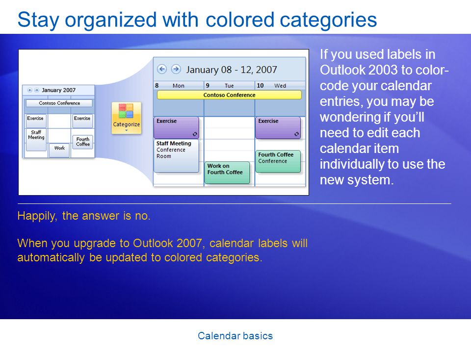 Add colors to outlook calendar