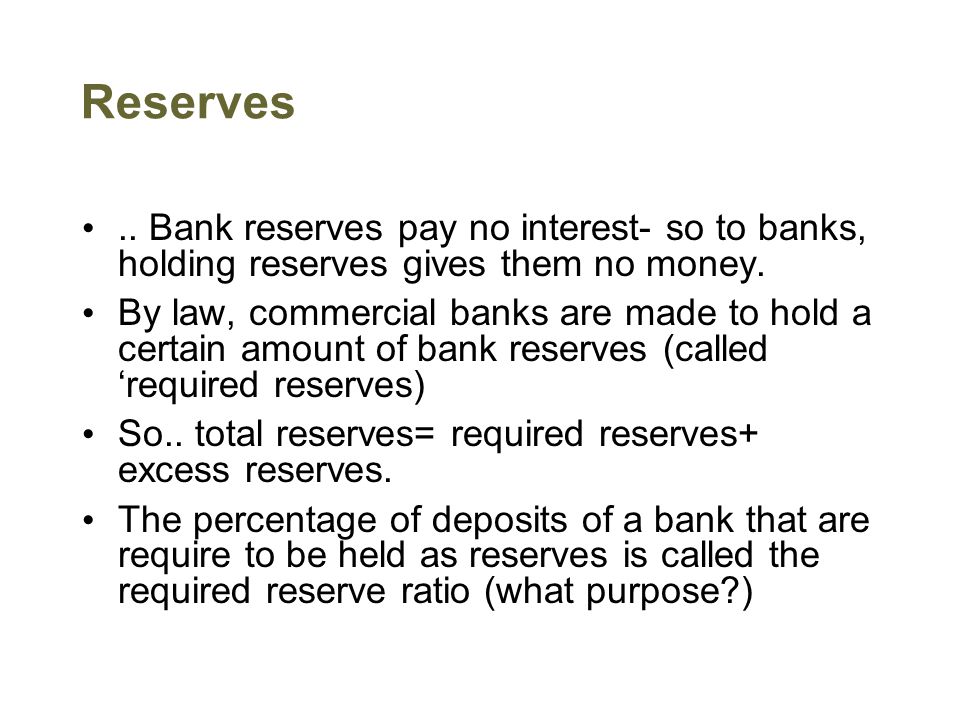 Reserves.. Bank reserves pay no interest- so to banks, holding reserves gives them no money.