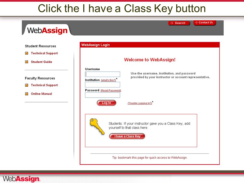 Click the I have a Class Key button