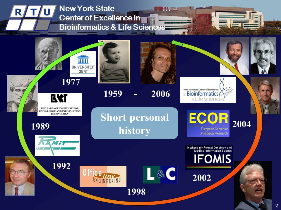 New York State Center of Excellence in Bioinformatics & Life Sciences R T U New York State Center of Excellence in Bioinformatics & Life Sciences R T U 2 Short personal history