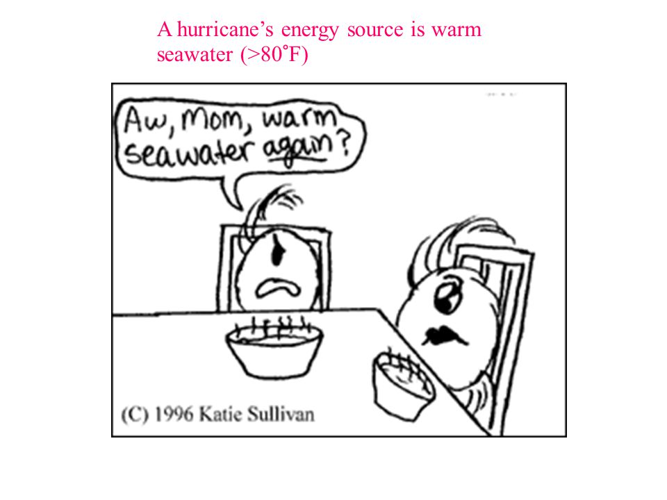 A hurricane’s energy source is warm seawater (>80°F)‏