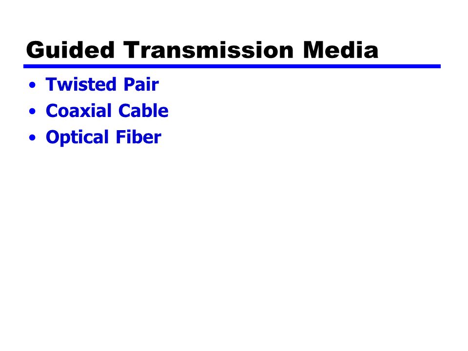 Guided Transmission Media Twisted Pair Coaxial Cable Optical Fiber