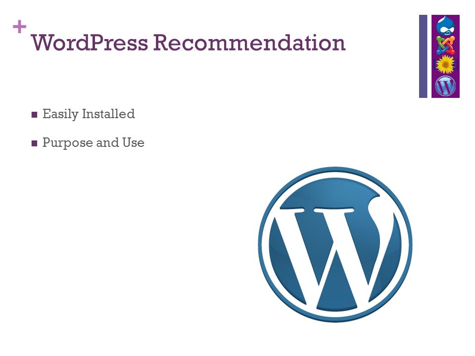 + WordPress Recommendation Easily Installed Purpose and Use