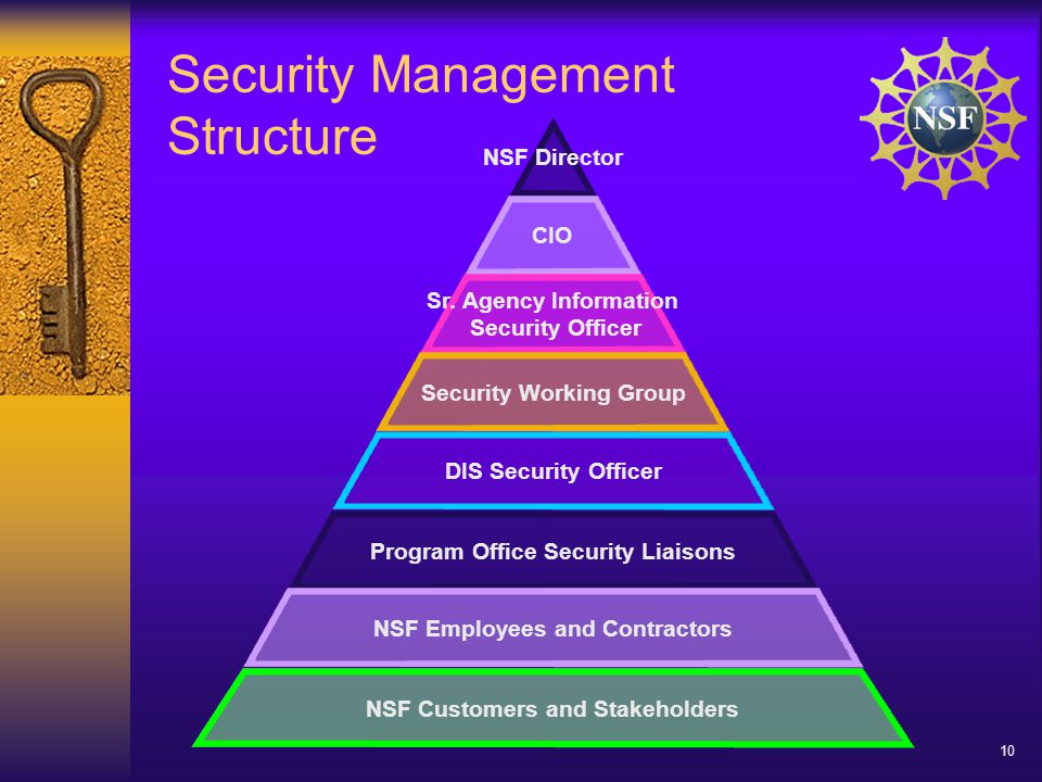 10 Security Management Structure DIS Security Officer NSF Director CIO Sr.
