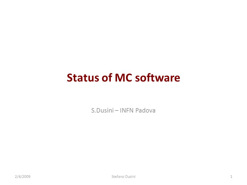 Status of MC software S.Dusini – INFN Padova 2/4/2009Stefano Dusini1