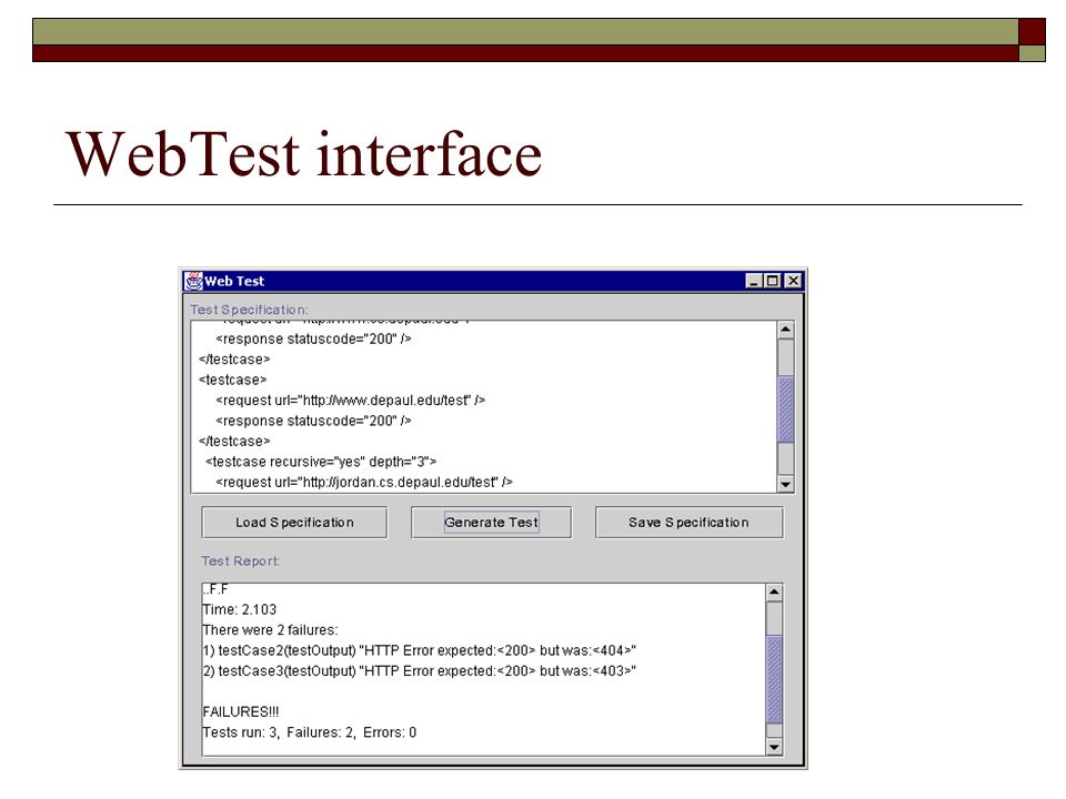 WebTest interface