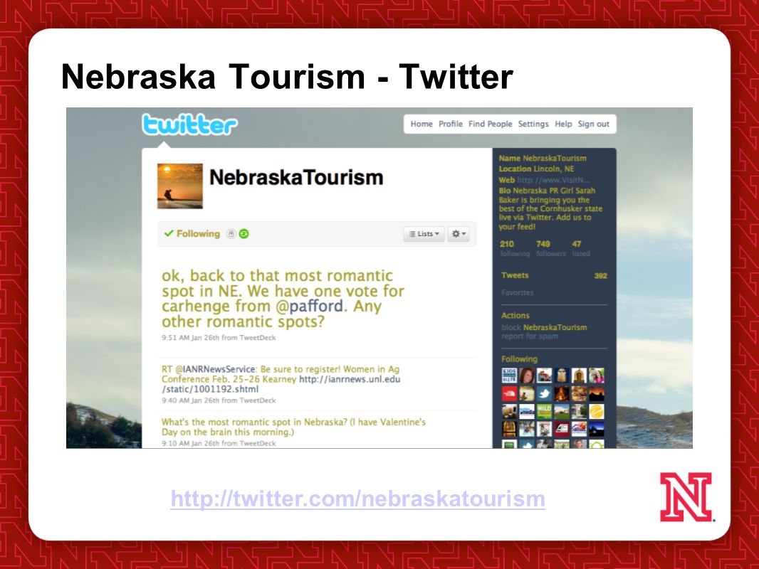 Nebraska Tourism - Twitter