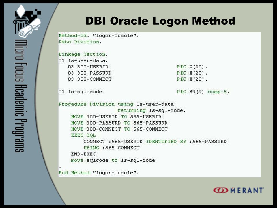 DBI Oracle Logon Method