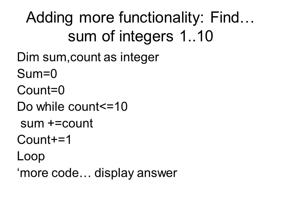 Control structures Part 2 iteration control To enable repetition of a ...