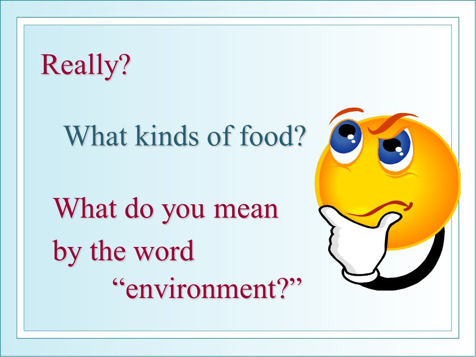What do you mean by the word environment environment Really What kinds of food