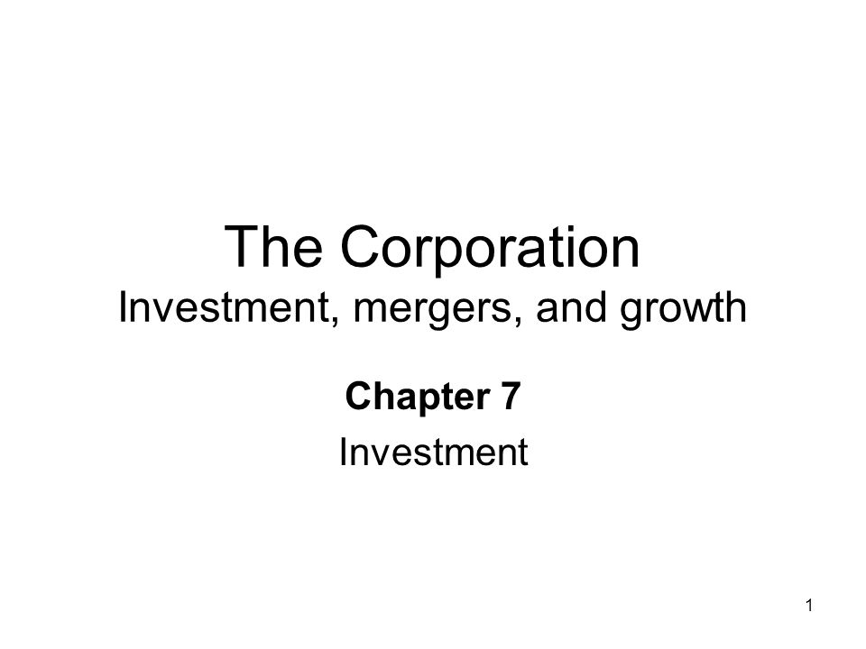 The corporation : investment, mergers, and growth