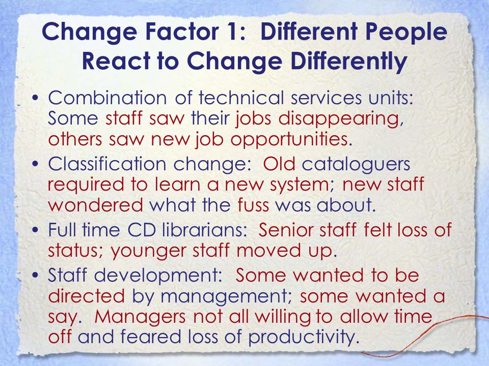Managing Change and People in Libraries