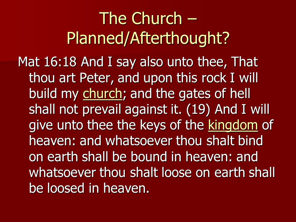 The Church – Planned/Afterthought.