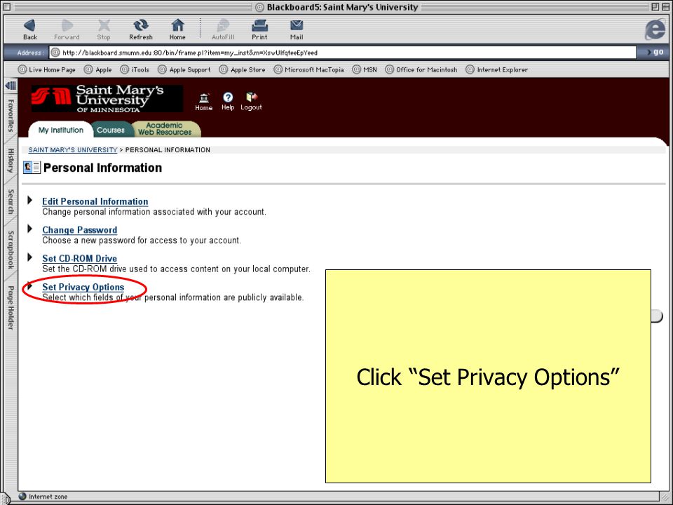 Click Set Privacy Options