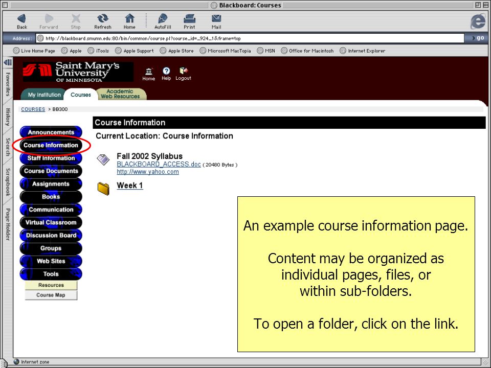 An example course information page.