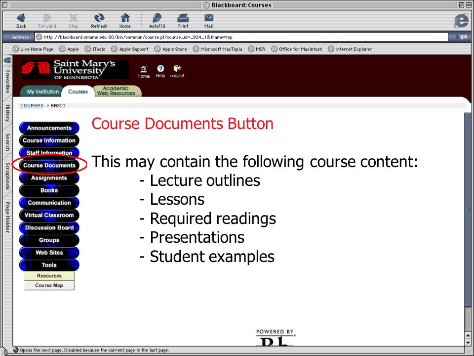 Course Documents Course Documents Button This may contain the following course content: - Lecture outlines - Lessons - Required readings - Presentations - Student examples