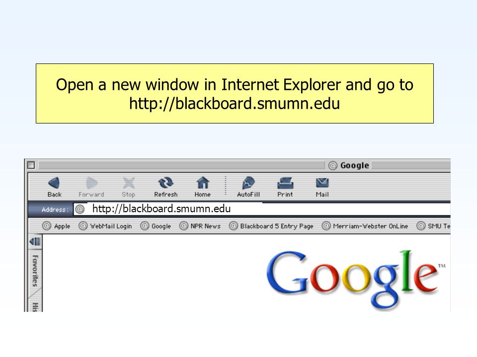 Open a new window in Internet Explorer and go to