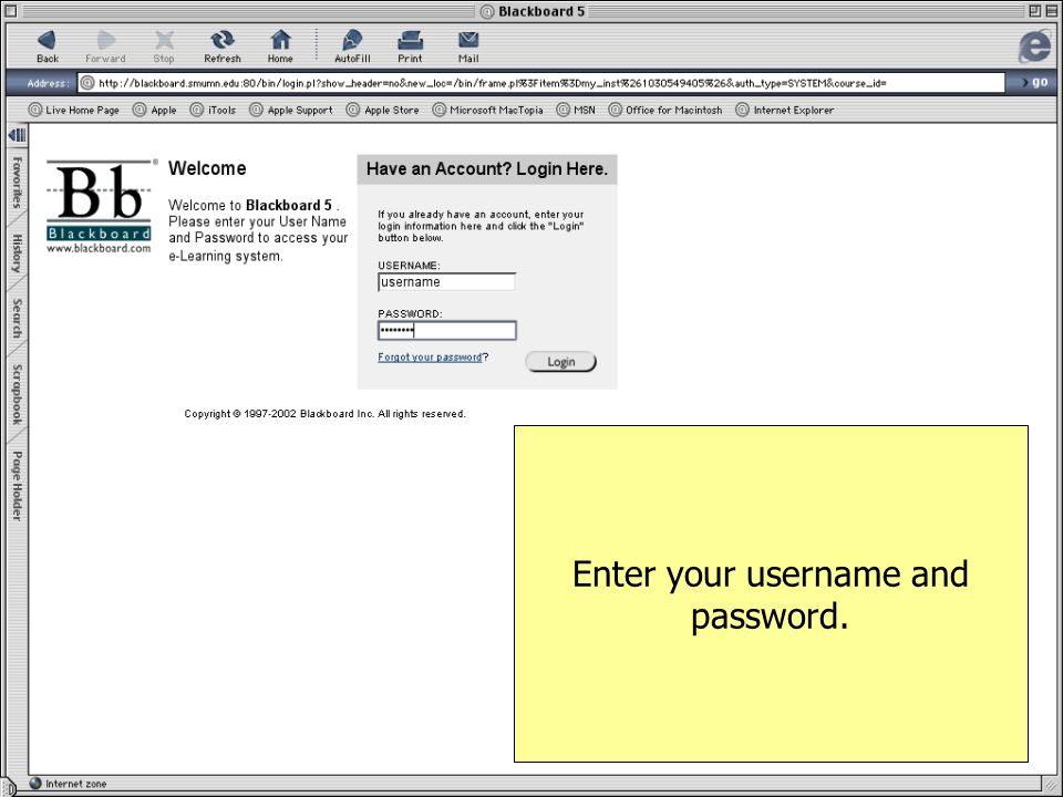 Enter your username and password.
