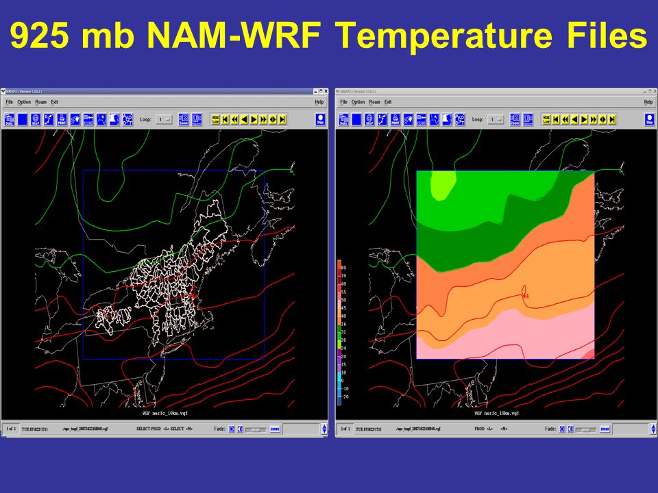 925 mb NAM-WRF Temperature Files
