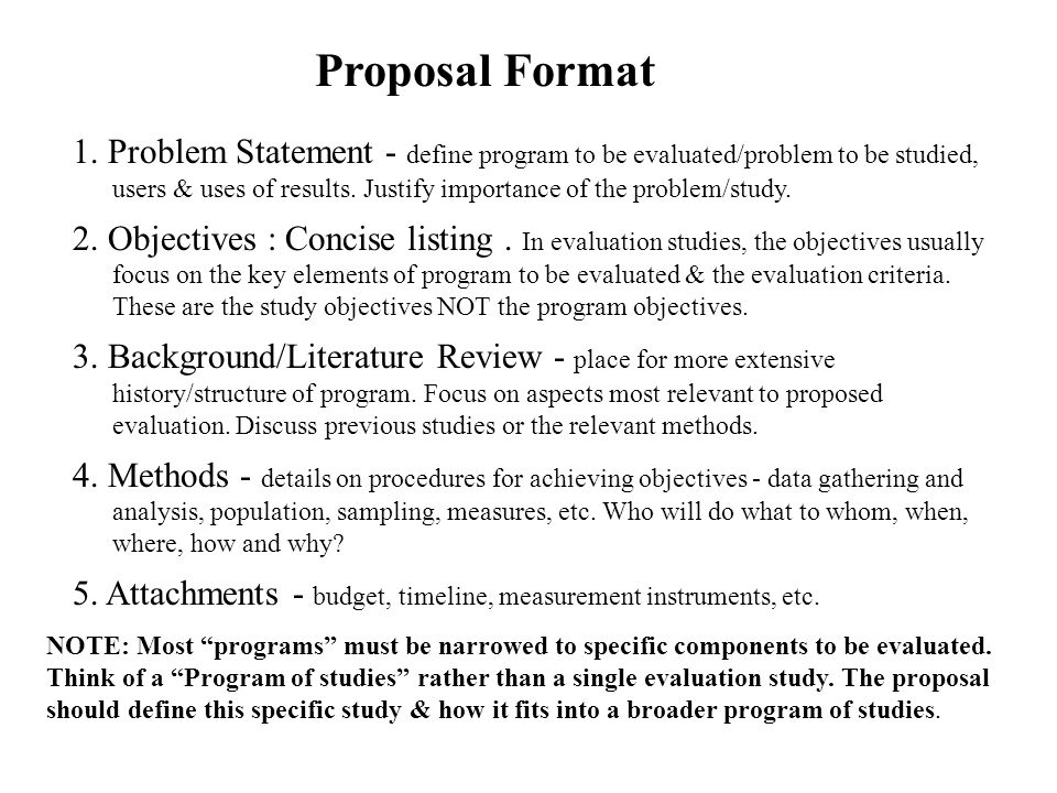 Proposal Format 1.