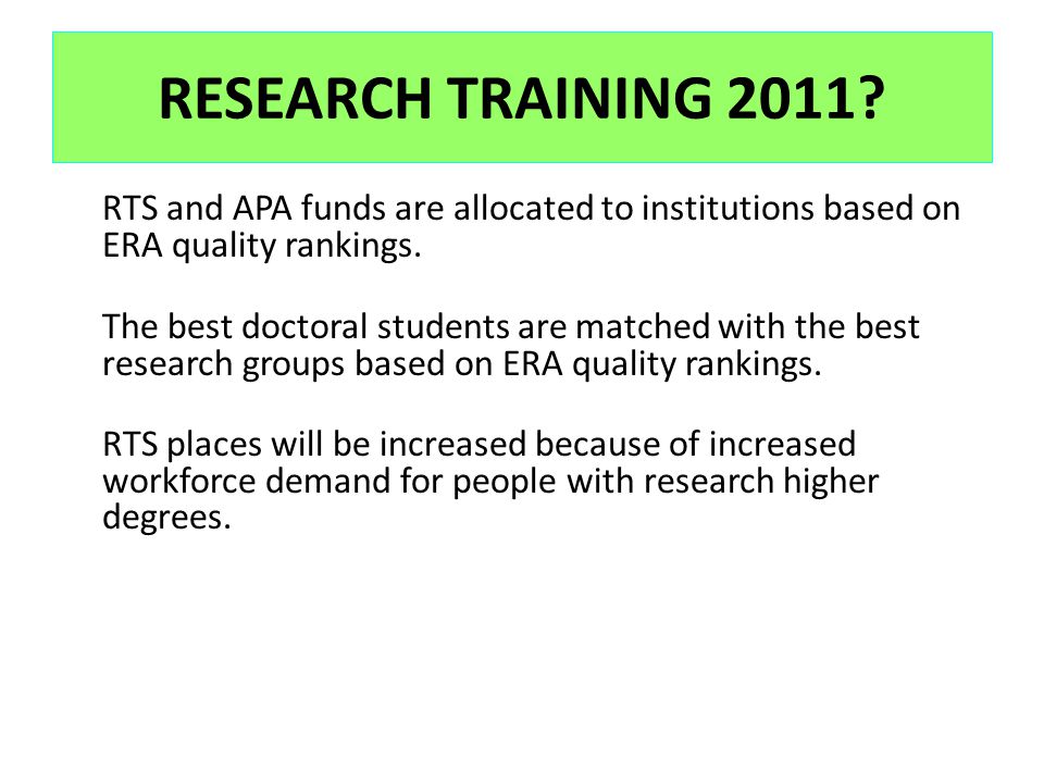 RESEARCH TRAINING 2011.