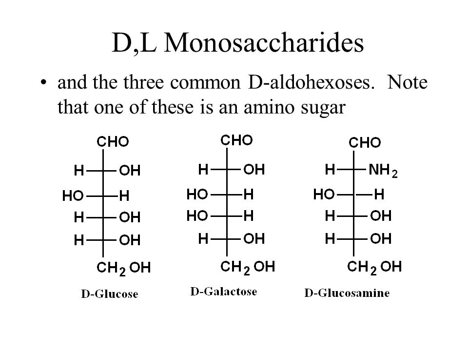and the three common D-aldohexoses. Note that one of these is an amino sugar