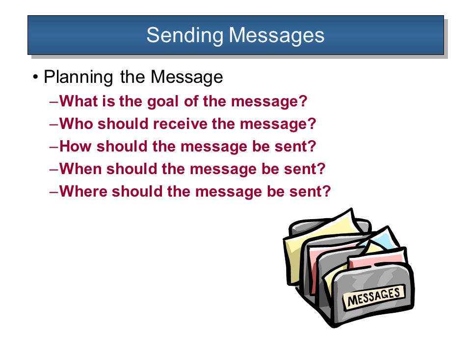 Sending Messages Planning the Message –What is the goal of the message.