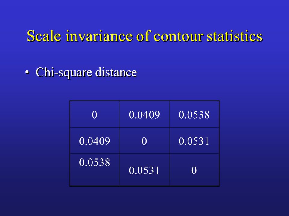 Scale invariance of contour statistics Chi-square distance