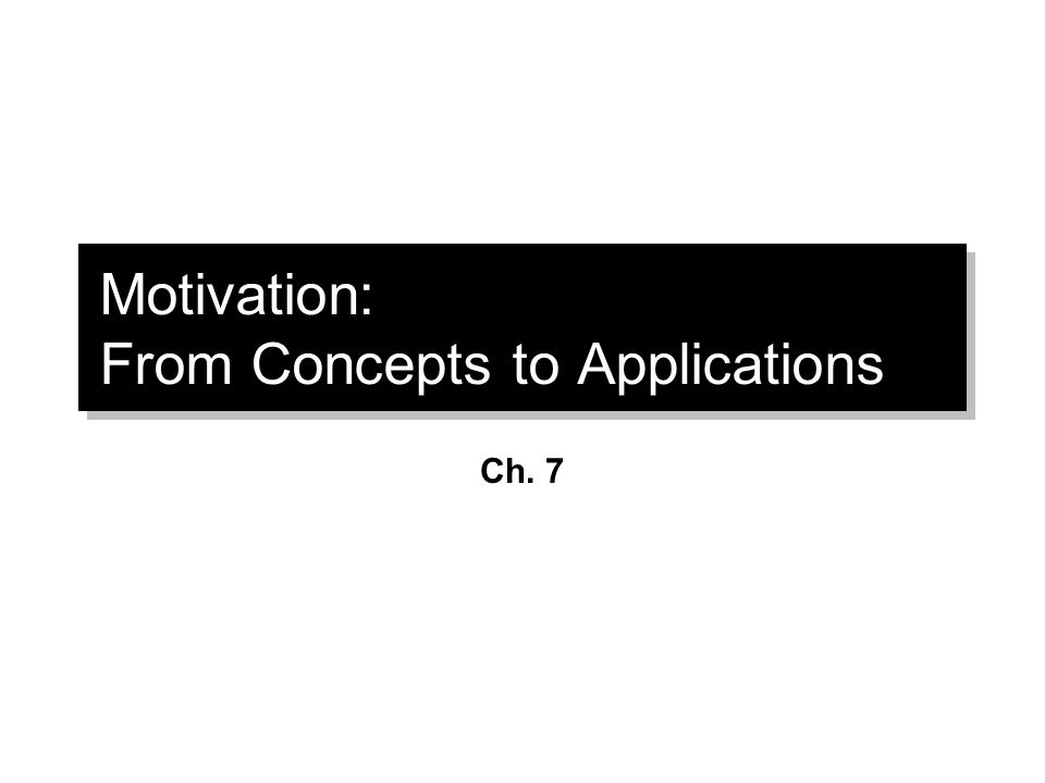 Motivation: From Concepts to Applications Ch. 7