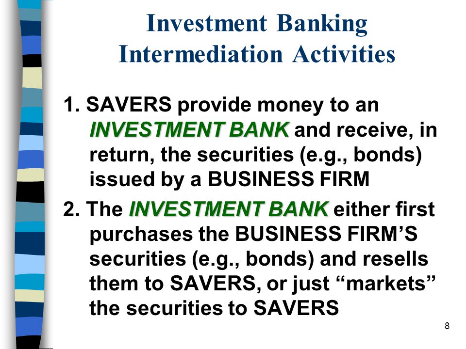 8 Investment Banking Intermediation Activities INVESTMENT BANK 1.