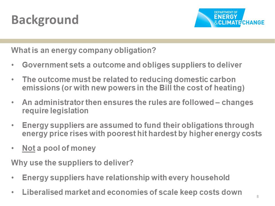 Background What is an energy company obligation.