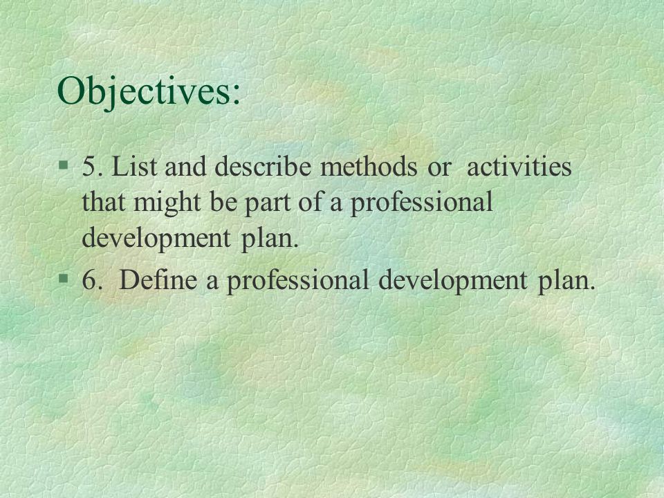 Objectives: §5.
