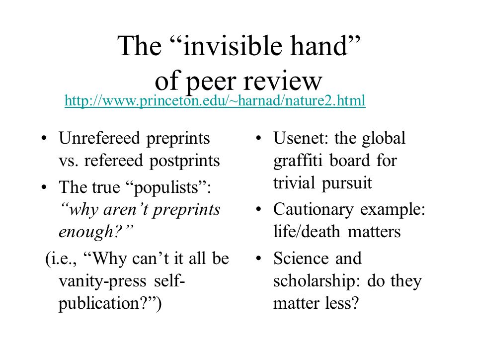 The invisible hand of peer review Unrefereed preprints vs.