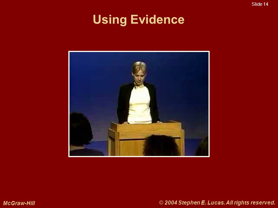 Slide 14 McGraw-Hill © 2004 Stephen E. Lucas. All rights reserved. Using Evidence