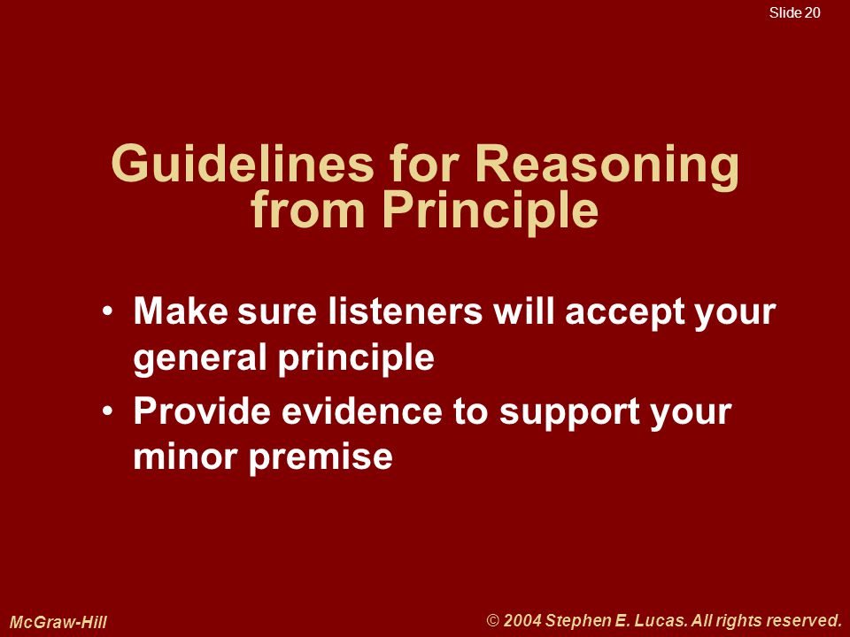 Slide 20 McGraw-Hill © 2004 Stephen E. Lucas. All rights reserved.