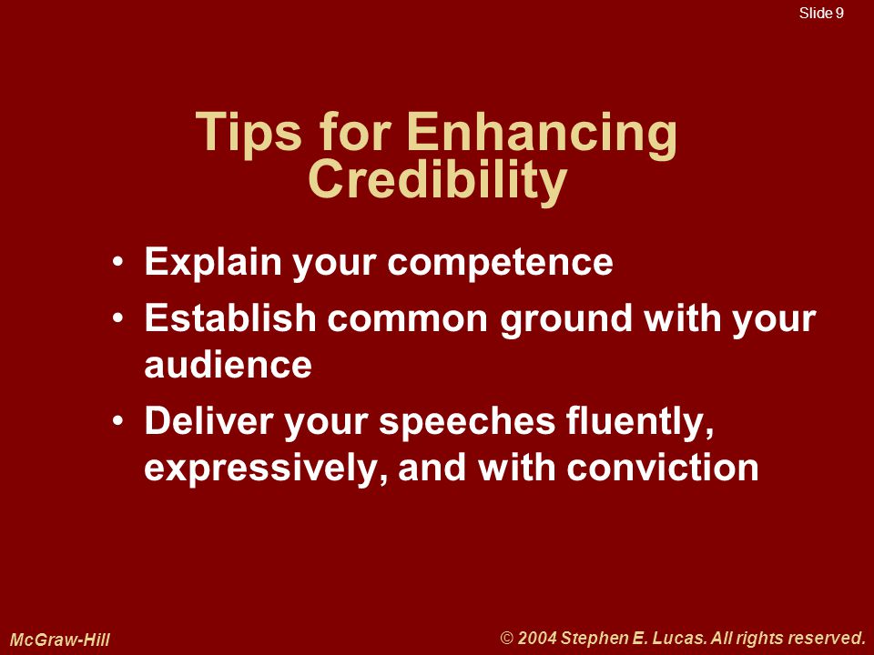Slide 9 McGraw-Hill © 2004 Stephen E. Lucas. All rights reserved.