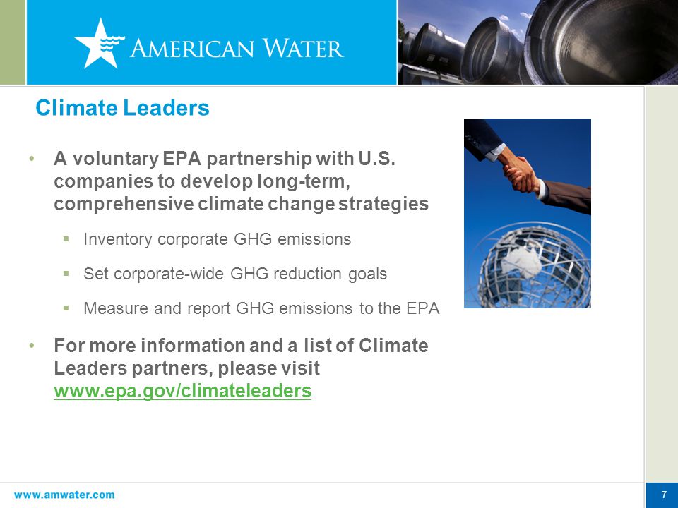 7 Climate Leaders A voluntary EPA partnership with U.S.