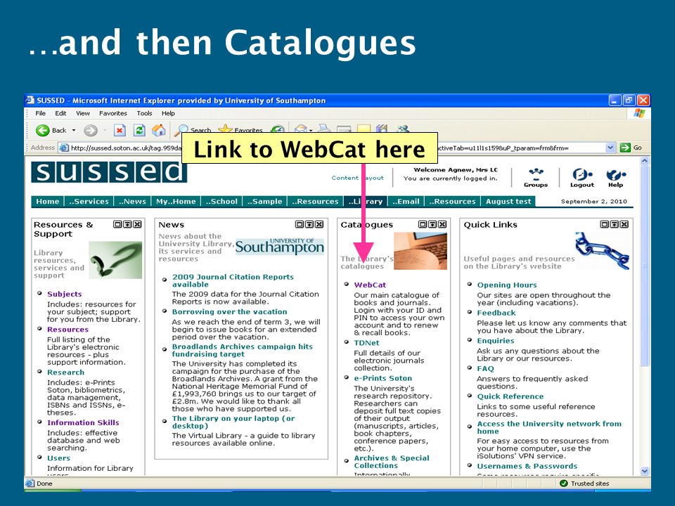 Link to WebCat here …and then Catalogues