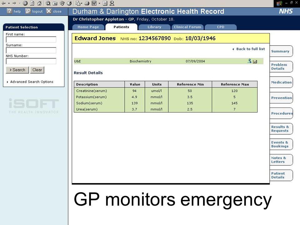 GP monitors emergency